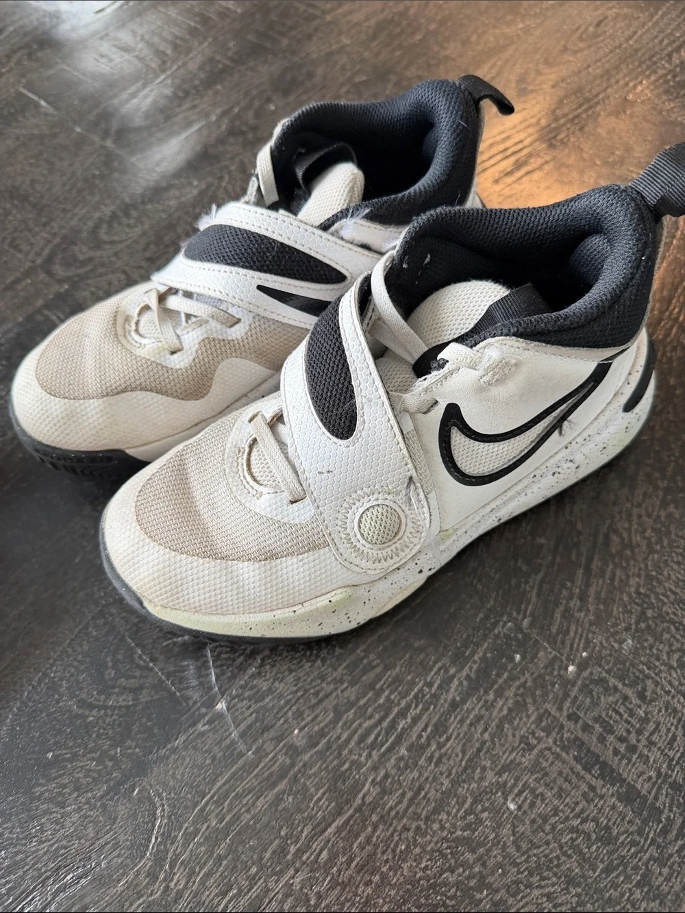 Nike Kids White and Black Velcro Athletic Sneakers